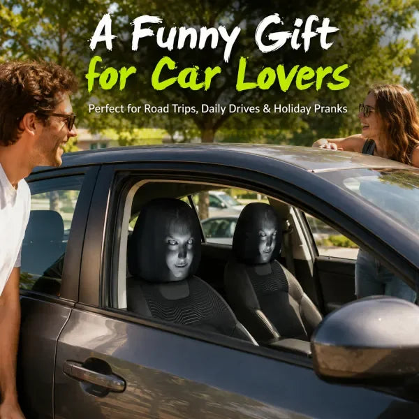 Funny Cartoon Car Headrest Covers – 2PCS Universal Fit