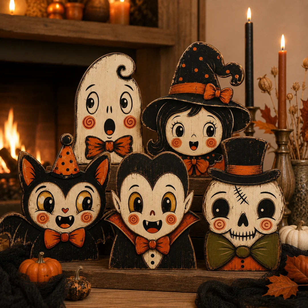 Vintage Halloween Wooden Character Tabletop Decor