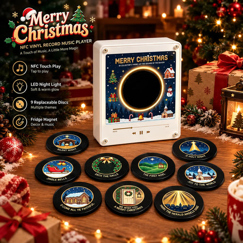 (Free Shipping) Custom Mini Vinyl Record Music Player With 9 Discs, Magnetic Disc Music Player with Rechargeable Battery